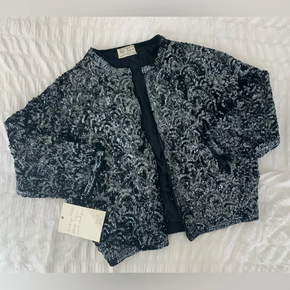 NWT vintage sequin bomber style zip jacket - size XS/S - Picture 1 of 6